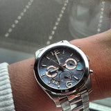 Fossil Perfect Boyfriend Mother of Pearl Blue Dial Silver Steel Strap Watch for Women - ES3880 Buy Now By Fossil