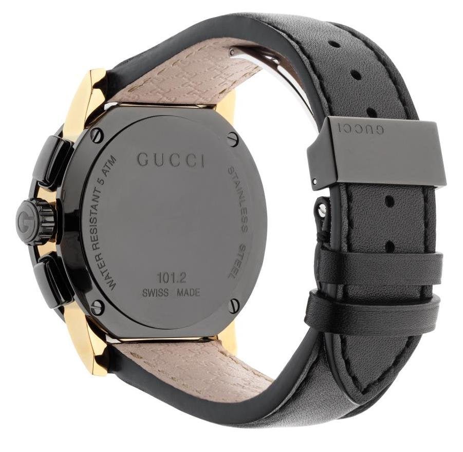 Gucci G Chrono Black Dial Black Leather Strap Watch For Men - YA101203 Buy Now By Gucci