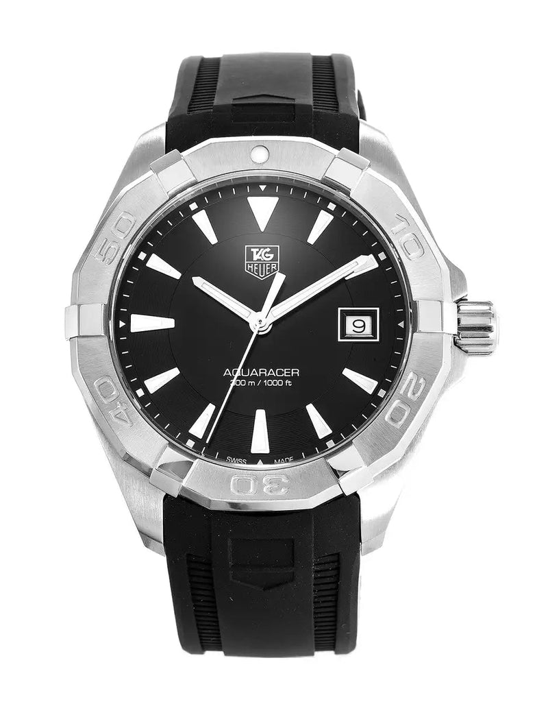Tag Heuer Aquaracer Quartz Black Dial Black Rubber Strap Watch for Men - WAY1110.FT8021 Buy Now By Tag Heuer