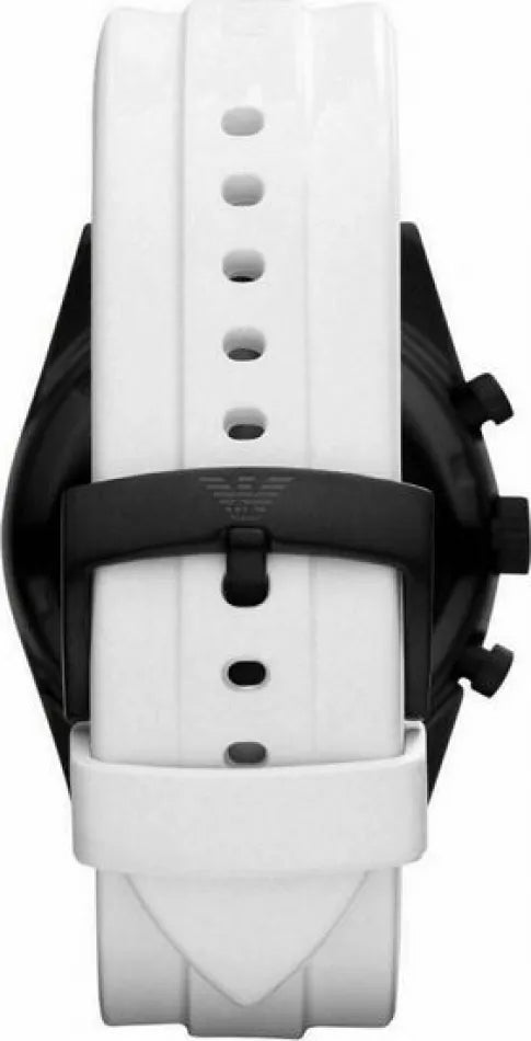 Emporio Armani Sportivo Chronograph Black Dial White Rubber Strap Watch For Men - AR6112 Buy Now By Emporio Armani