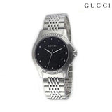 Gucci G Timeless Diamonds Black Dial Silver Steel Strap Watch For Women - YA126408 Buy Now By Gucci