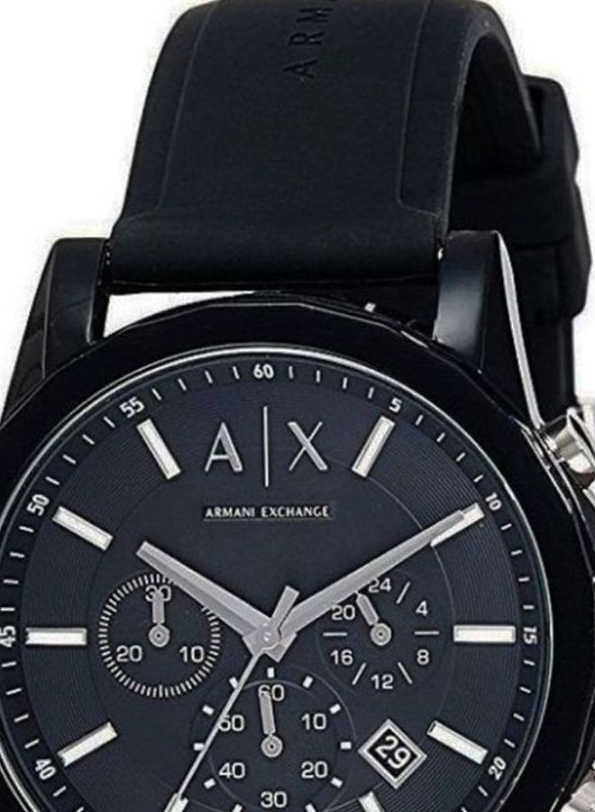 Armani Exchange Outerbanks Chronograph Black Dial Black Silicone Strap Watch For Men - AX1326 Buy Now By Armani Exchange