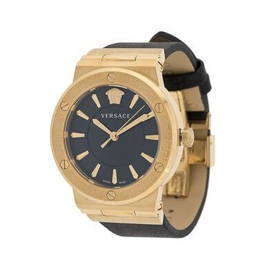 Versace Greca Black Dial Black Leather Strap Watch for Women - VEVH00320 Buy Now By Versace