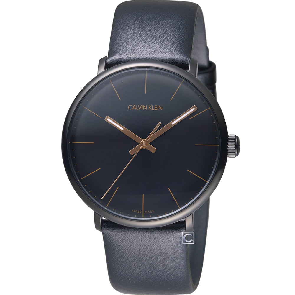 Calvin Klein High Noon Quartz Black Dial Black Leather Strap Watch for Men - K8M214CB Buy Now By Calvin Klein