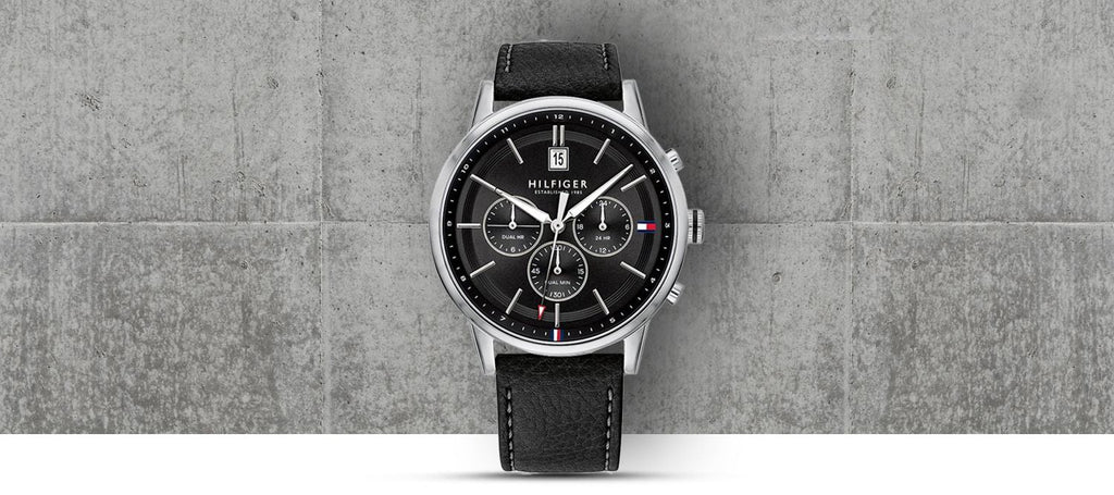 Tommy Hilfiger Kyle Quartz Black Dial Black Leather Strap Watch for Men - 1791630 Buy Now By Tommy Hilfiger