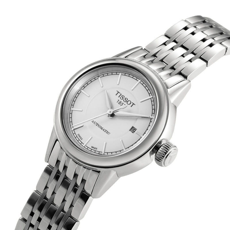 Tissot T Classic Carson Automatic White Dial Silver Steel Strap Watch For Women - T085.207.11.011.00 Buy Now By Tissot