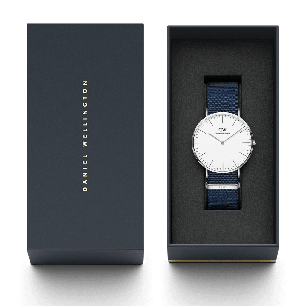 Daniel Wellington Classic Bayswater White Dial Blue NATO Strap Watch For Women - DW00100280 Buy Now By Daniel Wellington