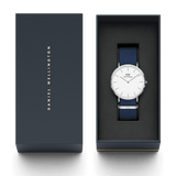 Daniel Wellington Classic Bayswater White Dial Blue NATO Strap Watch For Women - DW00100280 Buy Now By Daniel Wellington