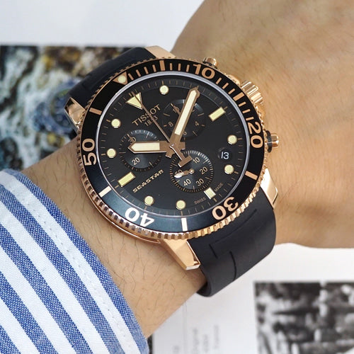 Tissot Seastar 1000 Chronograph Black Dial Black Rubber Strap Watch For Men - T120.417.37.051.00 Buy Now By Tissot