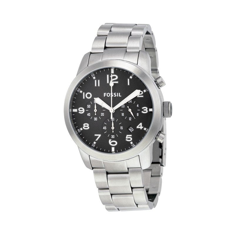 Fossil Pilot Chronograph Black Dial Silver Steel Strap Watch for Men - FS5141 Buy Now By Fossil