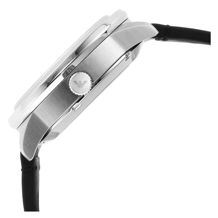 Emporio Armani Renato Chronograph Automatic Black Dial Black Leather Strap Watch For Men - AR60051 Buy Now By Emporio Armani