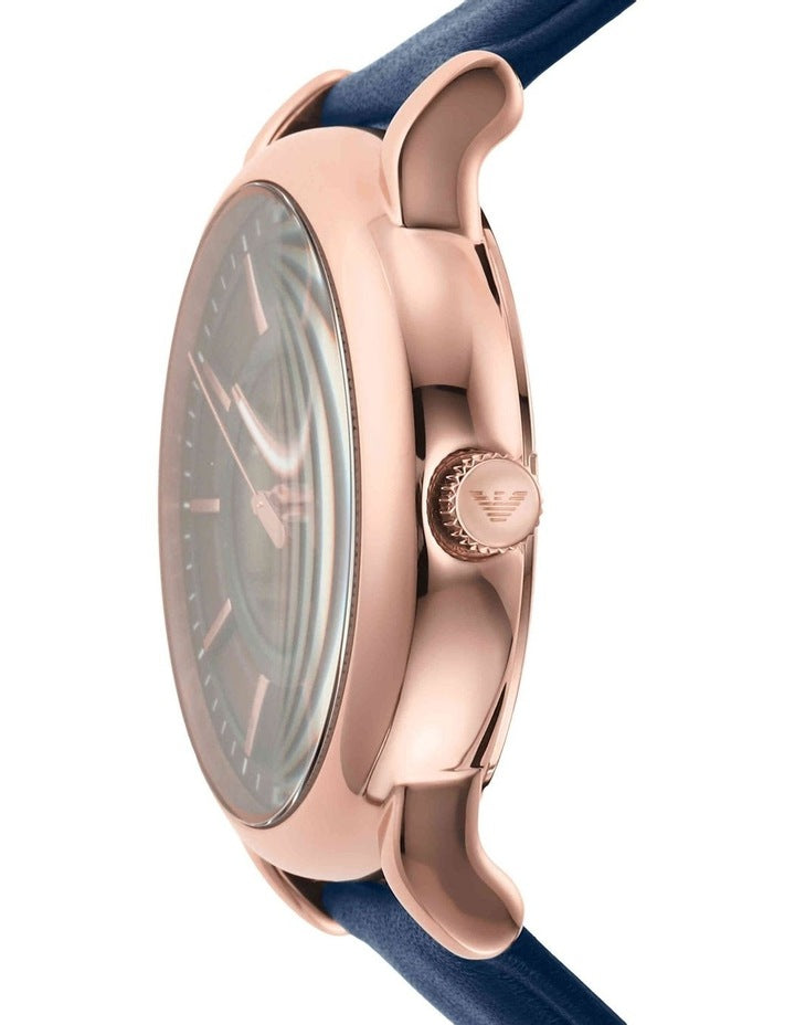 Emporio Armani Meccanico Automatic Blue Dial Blue Leather Strap Watch For Men - AR60050 Buy Now By Emporio Armani