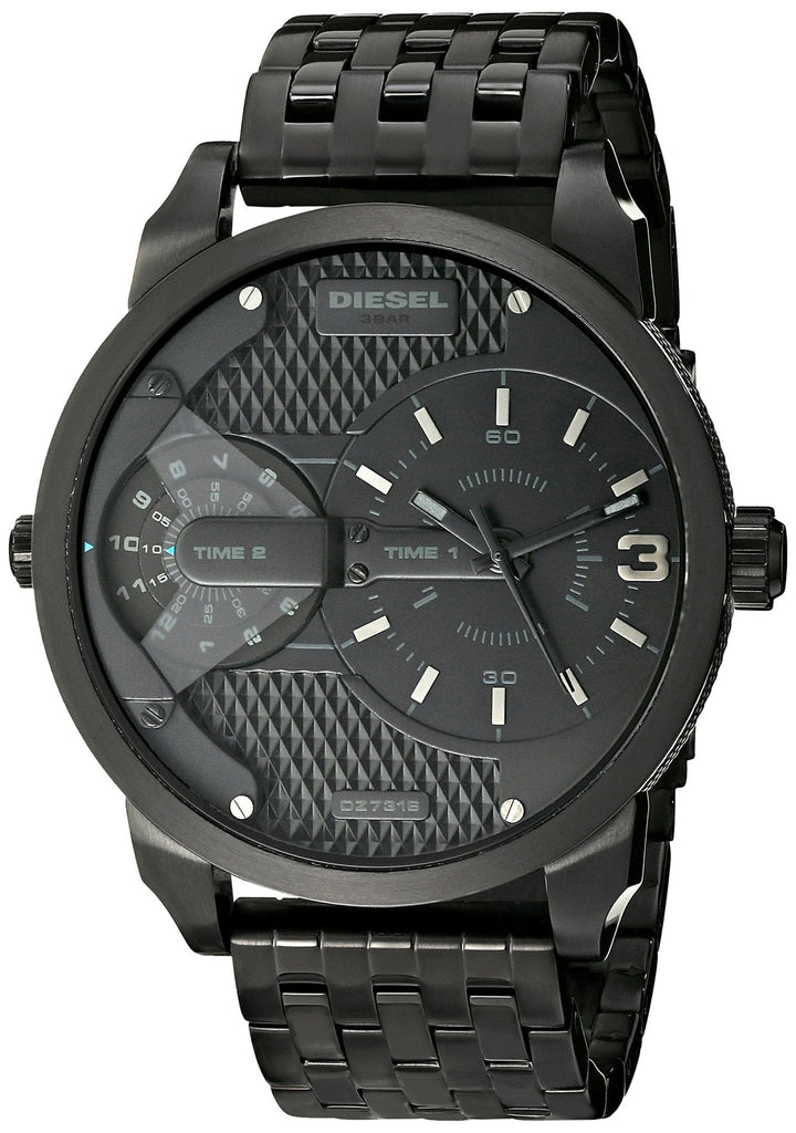 Diesel Mini Daddy Dual Time Black Dial Black Stainless Steel Strap Watch For Men - DZ7316 Buy Now By Diesel