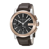 Gucci G Chrono Black Dial Brown Leather Strap Watch For Men - YA101202 Buy Now By Gucci