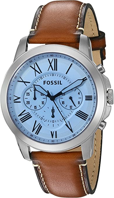 Fossil Grant Chronograph Blue Dial Brown Leather Strap Watch for Men - FS5184 Buy Now By Fossil