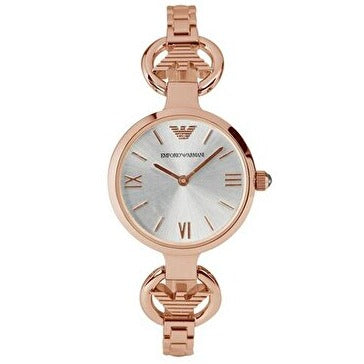 Emporio Armani Retro Quartz Silver Dial Rose Gold Steel Strap Watch For Women - AR1776 Buy Now By Emporio Armani