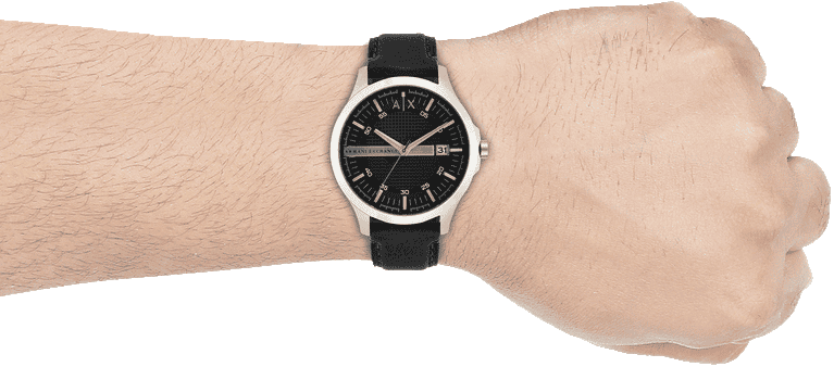 Armani Exchange Hampton Chronograph Black Dial Black Leather Strap Watch For Men - AX2101