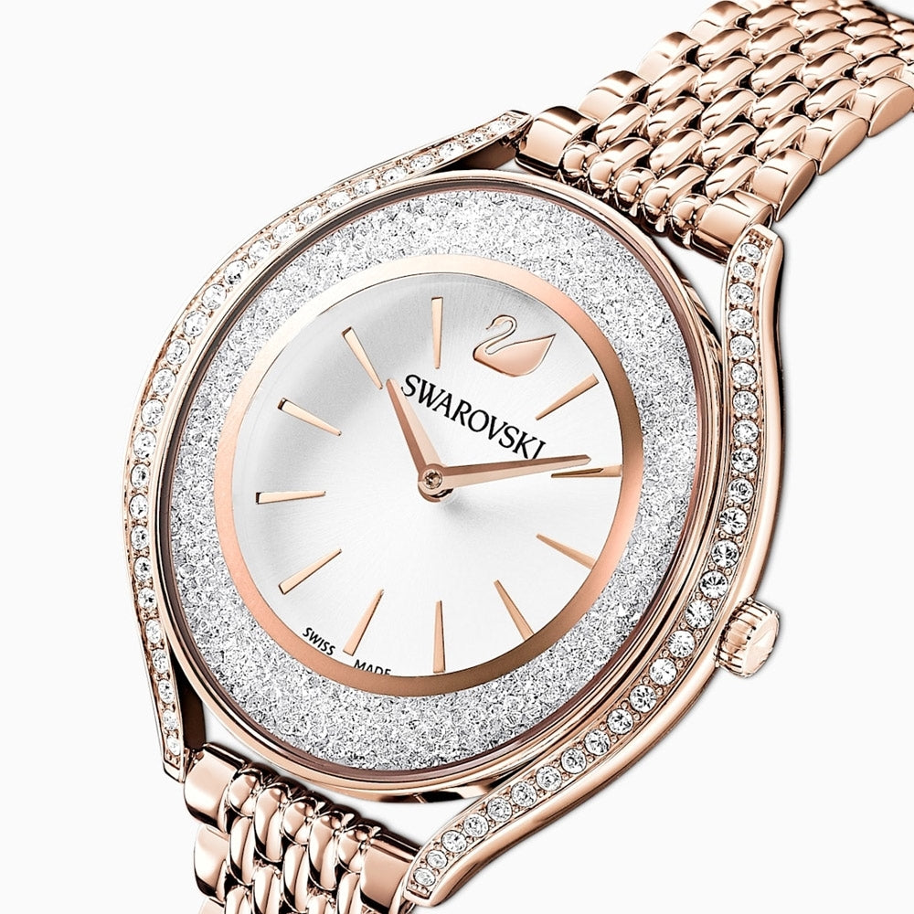 Swarovski Crystalline Aura Silver Dial Rose Gold Steel Strap Watch for Women - 5519459 Buy Now By Swarovski
