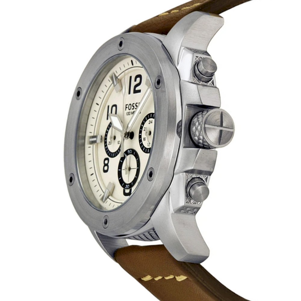 Fossil Modern Machine White Dial Brown Leather Strap Watch for Men - FS4929 Buy Now By Fossil