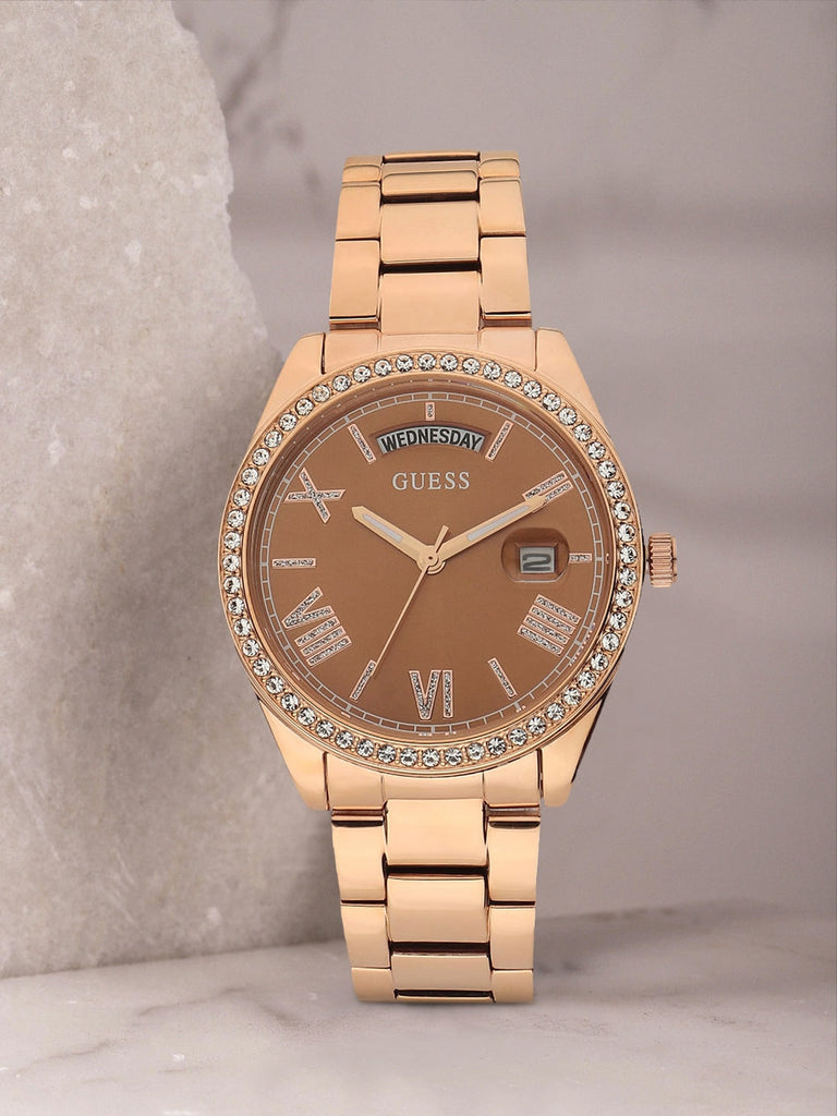 Guess Luna Diamonds Rose Gold Dial Rose Gold Steel Strap Watch for Women - GW0307L3 Buy Now By Guess