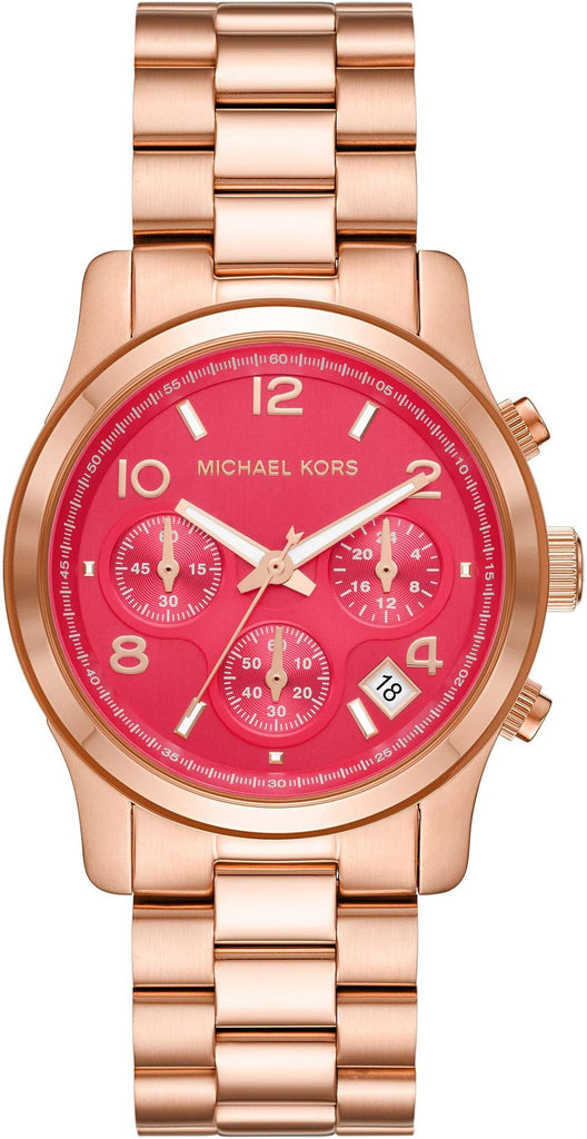 Michael Kors Runway Chronograph Pink Dial Rose Gold Steel Strap Watch For Women - MK7352 Buy Now By Michael Kors