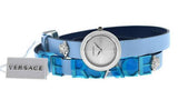Versace V Flare Silver Dial Blue Leather Strap Watch for Women - VEBN00118 Buy Now By Versace