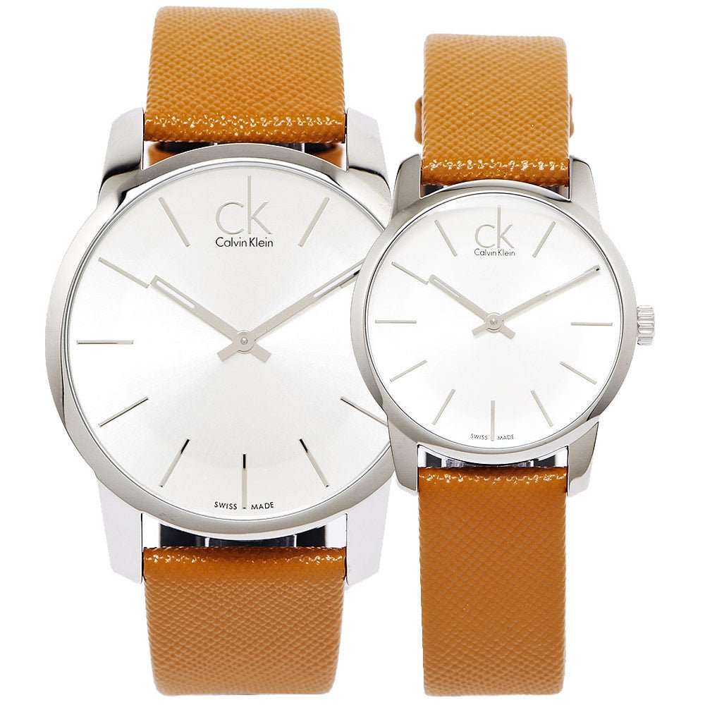 Calvin Klein City Quartz White Dial Light Brown Leather Strap Watch For Men - K2G21138 Buy Now By Calvin Klein