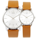 Calvin Klein City Silver Dial Light Brown Leather Strap Watch For Women- K2G23120 Buy Now By Calvin Klein