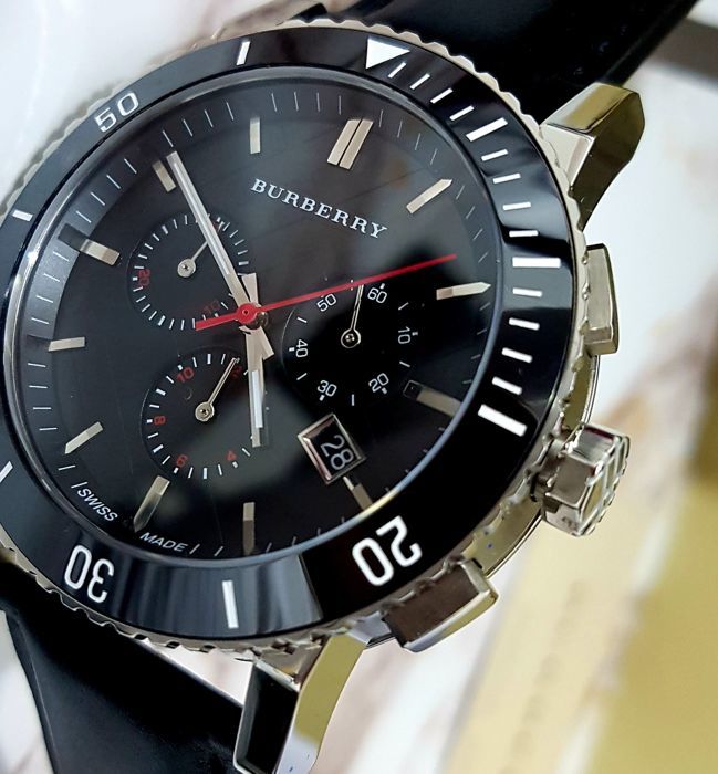 Burberry The City Black Dial Black Leather Strap Watch for Men - BU9382 Buy Now By Burberry