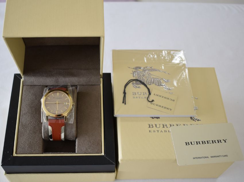 Burberry The City Gold Dial Orange Leather Strap Watch for Women - BU9016 Buy Now By Burberry