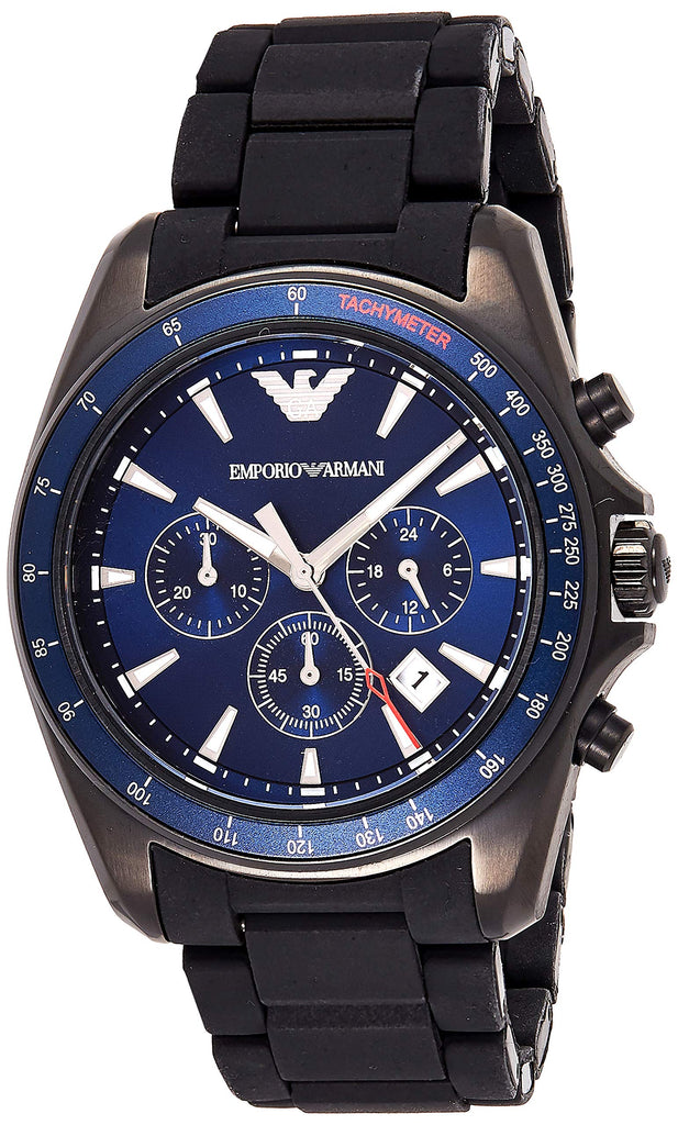 Emporio Armani Sigma Chronograph Blue Dial Black Silicone Strap Watch For Men - AR6121 Buy Now By Emporio Armani