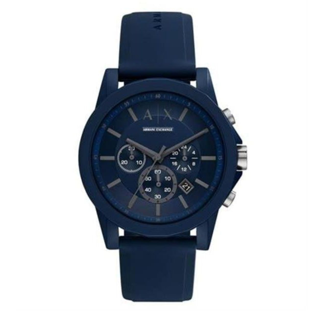 Armani Exchange Outerbanks Chronograph Blue Dial Blue Silicone Strap Watch For Men - AX7128 Buy Now By Armani Exchange
