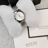 Gucci G Timeless Silver Dial Silver Steel Strap Watch For Women - YA126501 Buy Now By Gucci