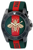 Gucci Dive Green & Red Dial Green & Red Nylon Strap Watch For Men - YA136216 Buy Now By Gucci