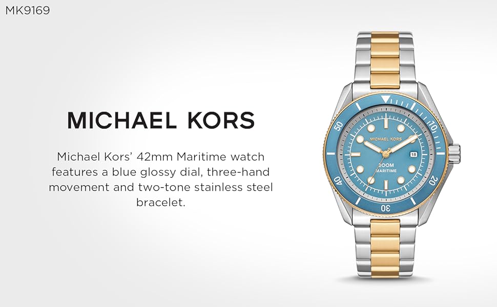Michael Kors Maritime Three-Hand Blue Dial Two Tone Steel Strap Watch for Men - MK9169 Buy Now By Michael Kors