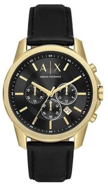 Armani Exchange Outerbanks Chronograph Black Dial Black Leather Strap Watch For Men - AX7133 Buy Now By Armani Exchange
