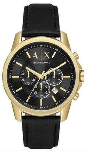 Armani Exchange Outerbanks Chronograph Black Dial Black Leather Strap Watch For Men - AX7133 Buy Now By Armani Exchange
