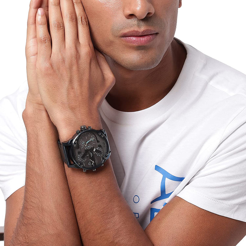 Diesel Daddy 2.0 Chronograph Grey Dial Blue Steel Strap Watch For Men - DZ7414 Buy Now By Diesel