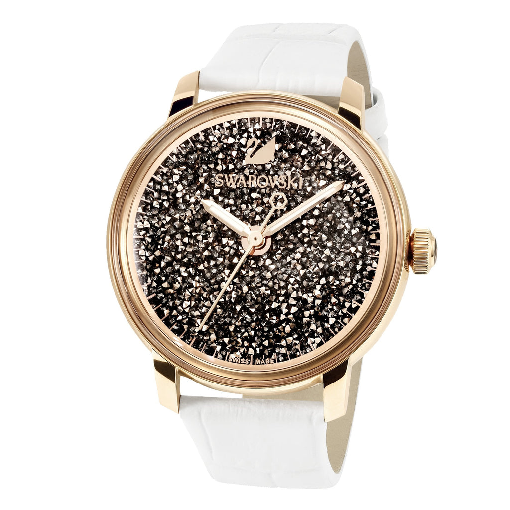 Swarovski Crystalline Hours Quartz Grey Dial Black Leather Strap Watch for Women - 5344635 Buy Now By Swarovski