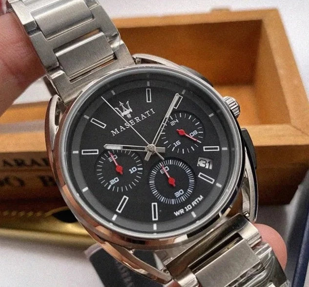 Maserati Trimarano Chronograph Black Dial Silver Stainless Steel Strap Watch For Men - R8873632003 Buy Now By Maserati