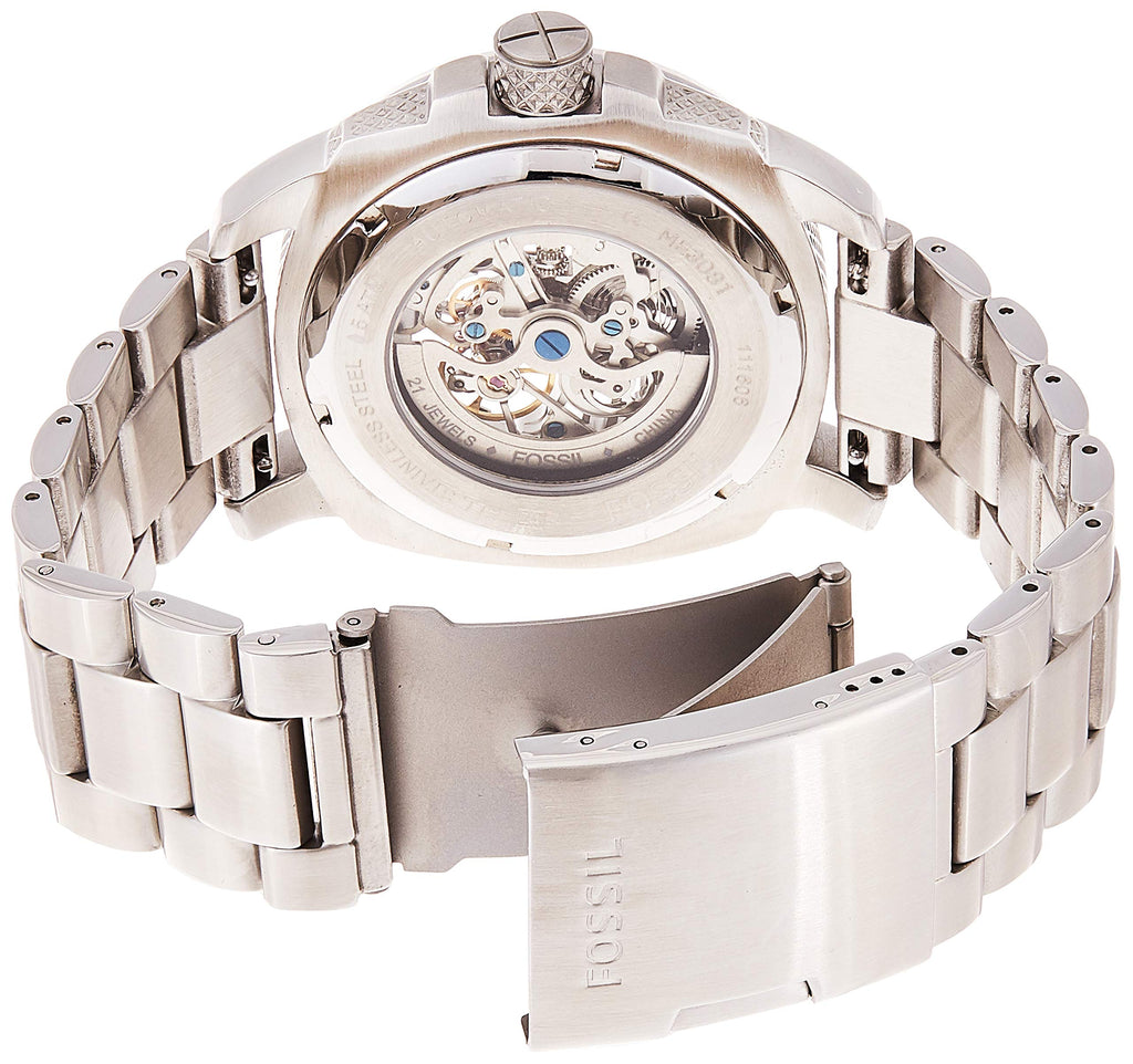Fossil Modern Machine Automatic Silver Dial Silver Steel Strap Watch for Men - ME3081 Buy Now By Fossil