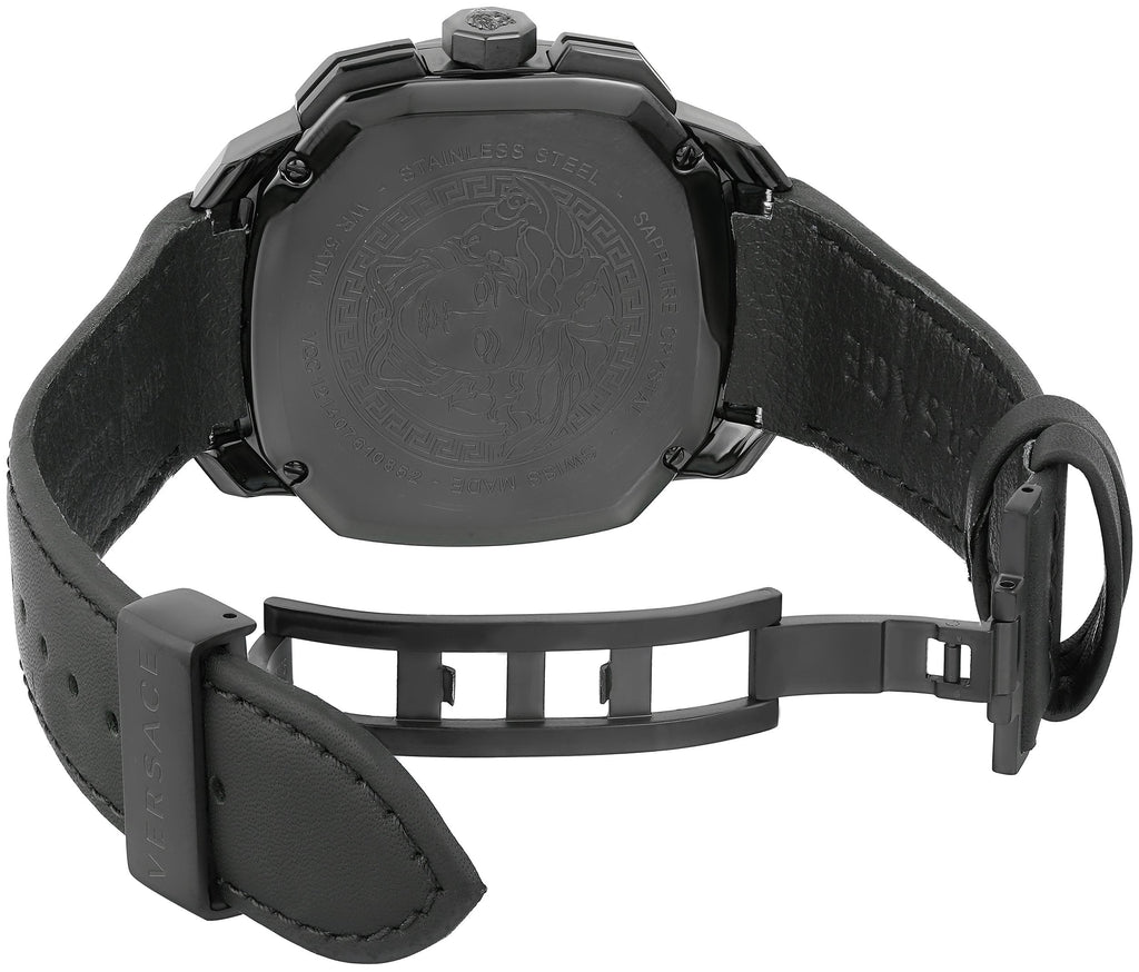 Versace Dylos Chronograph Black Dial Black Rubber Strap Watch for Men - VQC020015 Buy Now By Versace