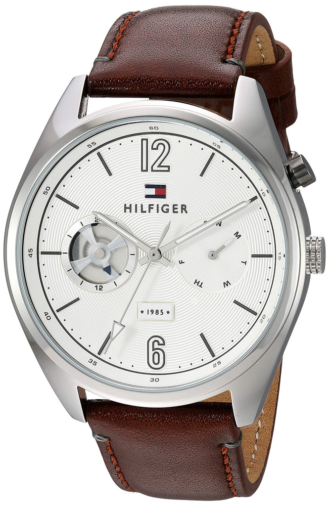 Tommy Hilfiger Deacon White Dial Brown Leather Strap Watch for Men - 1791550 Buy Now By Tommy Hilfiger