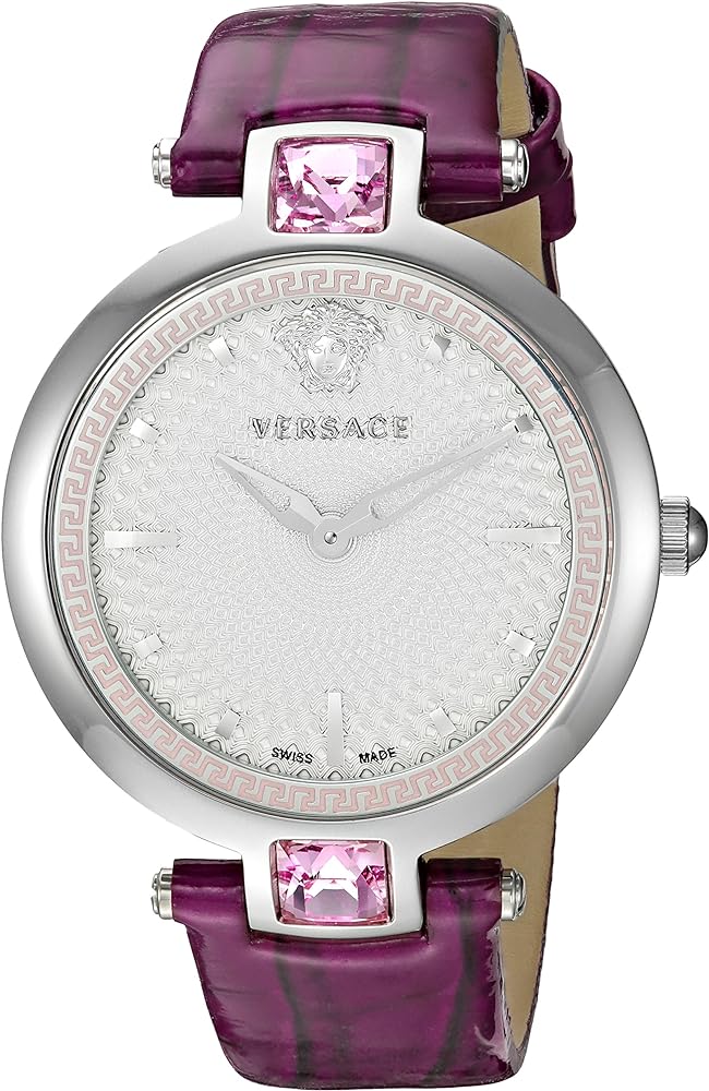 Versace Olympo Crystal Gleam White Dial Purple Leather Strap Watch for Women - VAN010016 Buy Now By Versace
