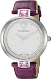 Versace Olympo Crystal Gleam White Dial Purple Leather Strap Watch for Women - VAN010016 Buy Now By Versace