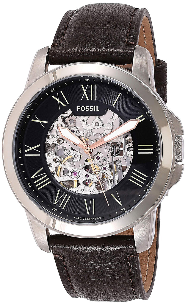Fossil Grant Automatic Skeleton Black Dial Brown Leather Strap Watch for Men - ME3100 Buy Now By Fossil