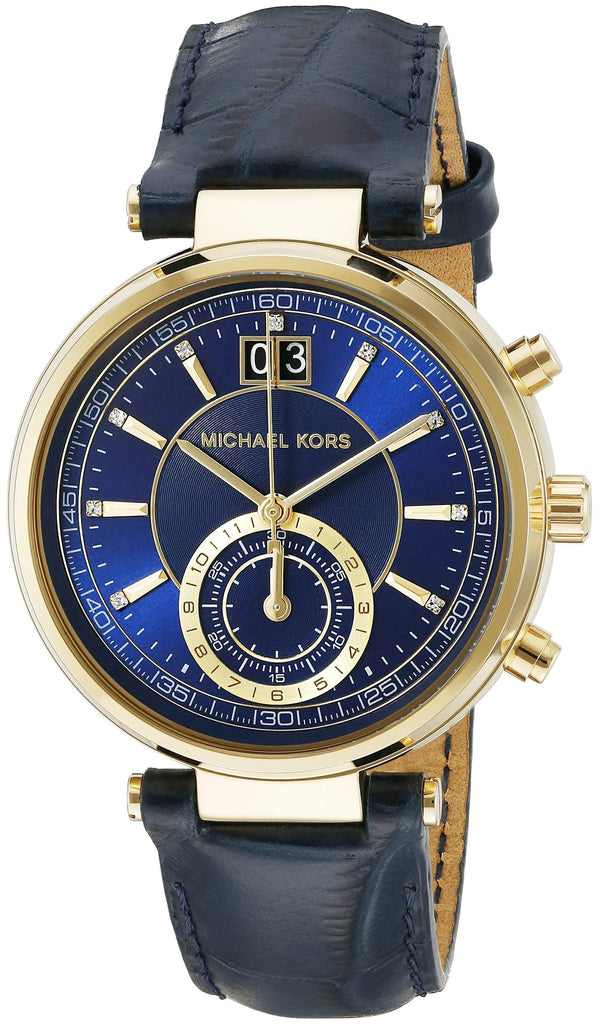 Michael Kors Sawyer Blue Dial Blue Leather Strap Watch for Women - MK2425 Buy Now By Michael Kors