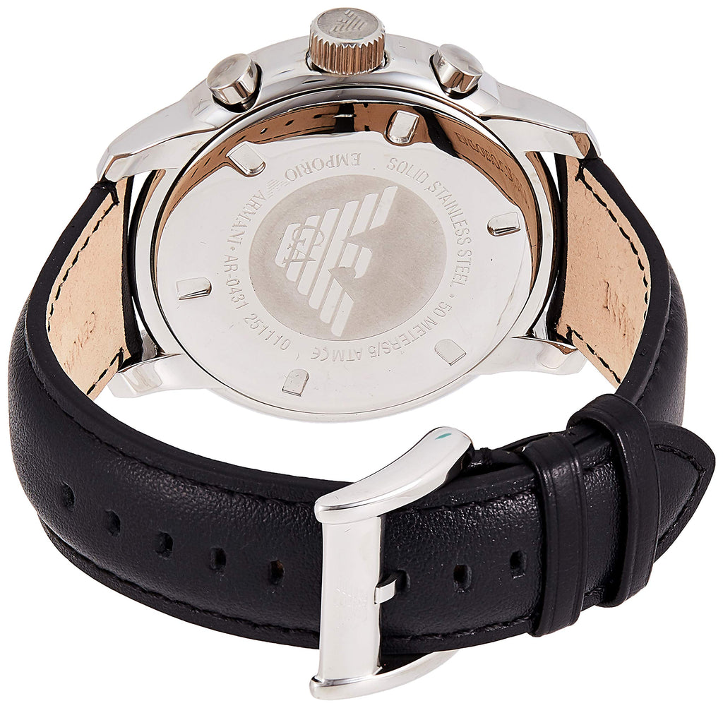 Emporio Armani Classic Chronograph Black Dial Black Leather Strap Watch For Men - AR0431 Buy Now By Emporio Armani