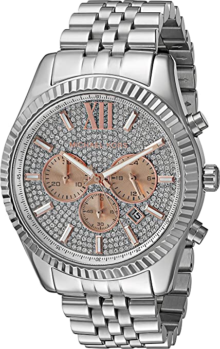 Michael Kors Lexington Chronograph Silver Dial Silver Steel Strap Watch for Men - MK8515 Buy Now By Michael Kors