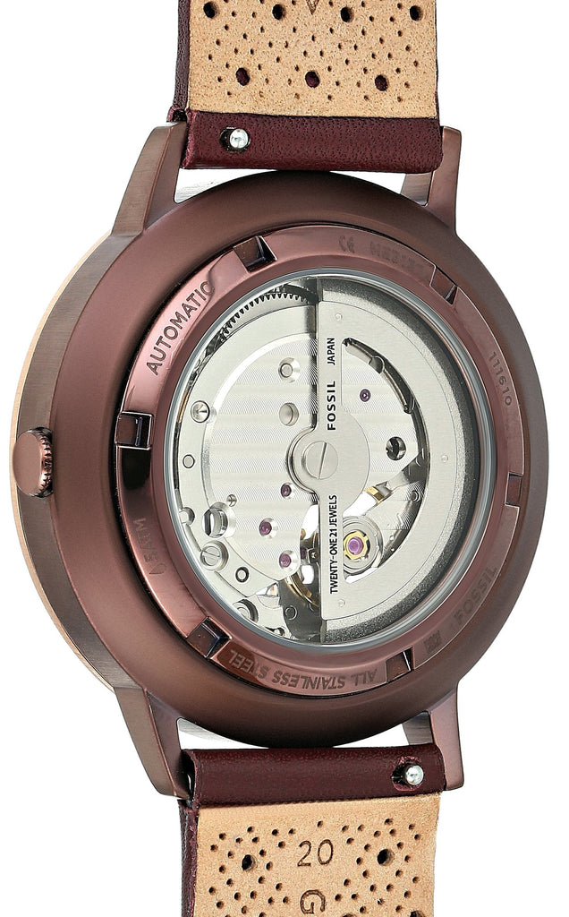 Fossil Vintage Muse Automatic Skeleton Maroon Dial Maroon Leather Strap Watch for Women - ME3137 Buy Now By Fossil